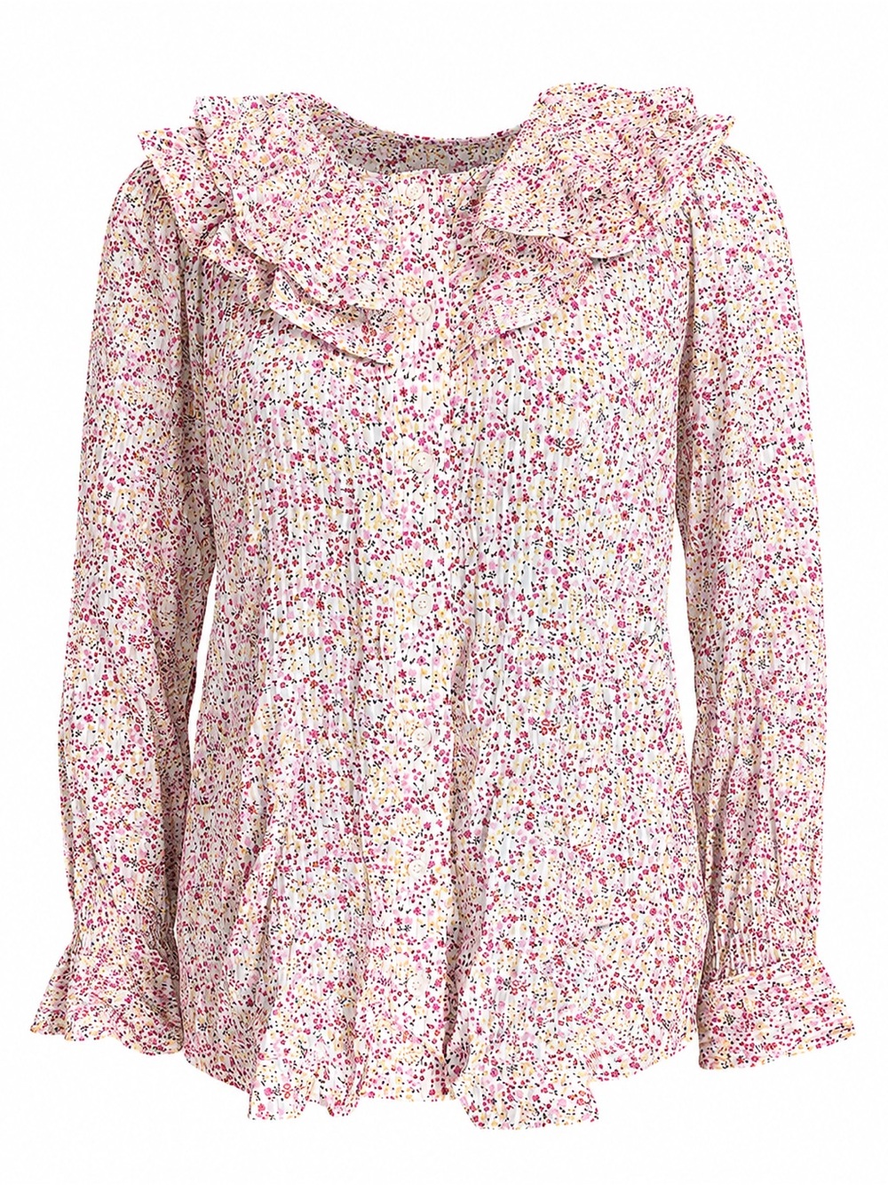 J. Crew Button Down Romantic Feminine Floral Ruffle Top Women’s Size Medium